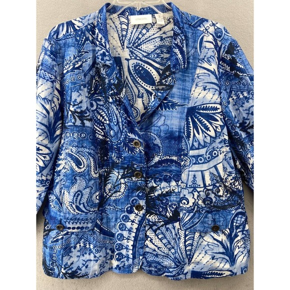Chico's Blue Patterned Blazer - Picture 2 of 13